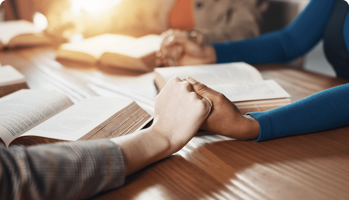 Study group holding hands